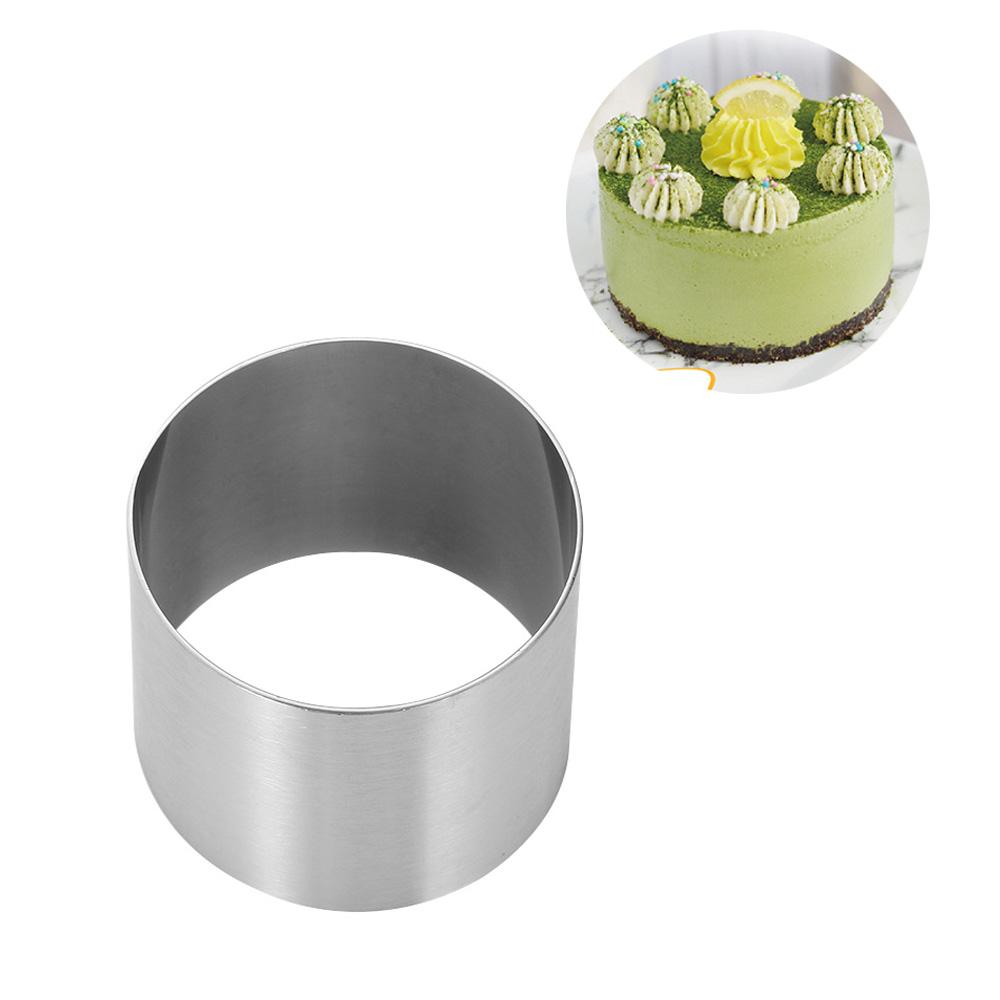 QIGUI Khuôn Làm Bánh Trang Trí Mới Khuôn Làm Bánh Vòng Mousse Tròn Bằng Thép Không Gỉ Mini