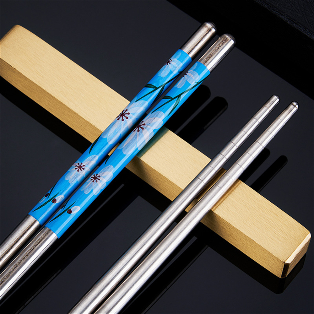 Household Stainless Steel Chopsticks Printed Chopsticks Non-slip Not Mildew Chopsticks Chinese Chopsticks