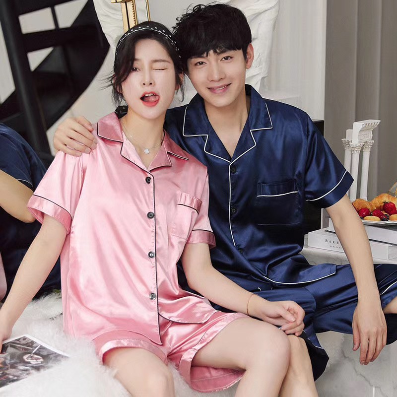 Bộ Đồ Ngủ Pijama Bằng Lụa Bóng Gợi Cảm Cho Cặp Đôi