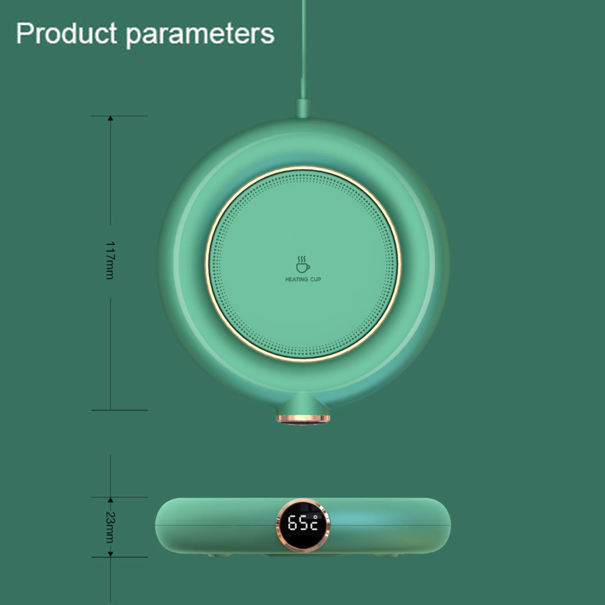 Bộ hâm nóng cốc USB Mini Xách Tay cốc cà phê Sưởi Ấm Coaster Thông Minh Màn hình hiển thị kỹ thuật số Tĩnh Nhiệt Điều Chỉnh Thời Gian Nóng Cho Trà Sữa