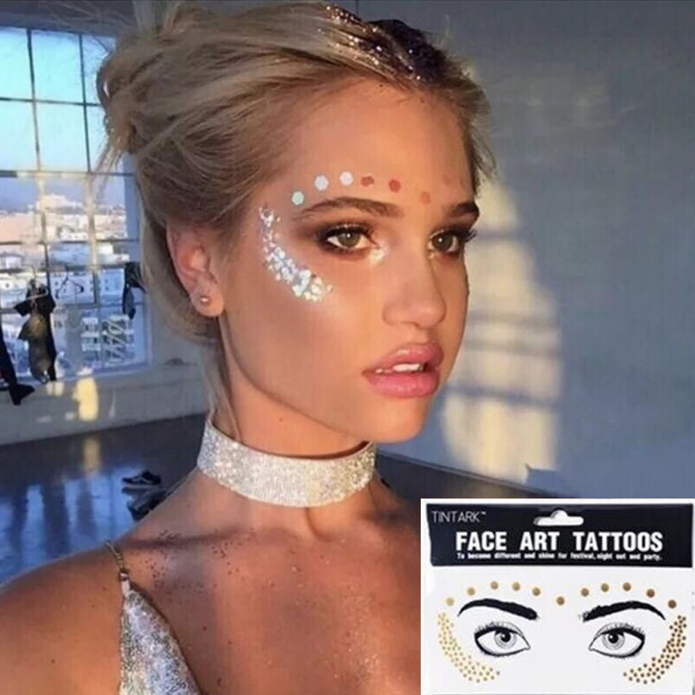 Party Face Sticker Gold Stamping Temporary Tattoos Waterproof