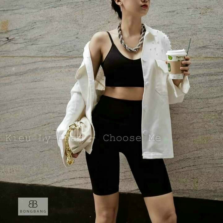 quần legging ngố đen trên gối