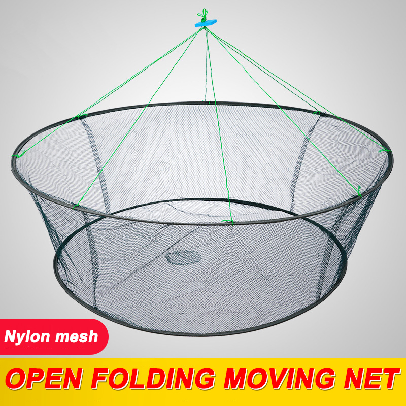 80CM Loose Mouth Folding Drop Fishing Net Shrimp Catcher Tank Casting Network Fish Eels Trap Cage Prawn Bait Crab Netting. 