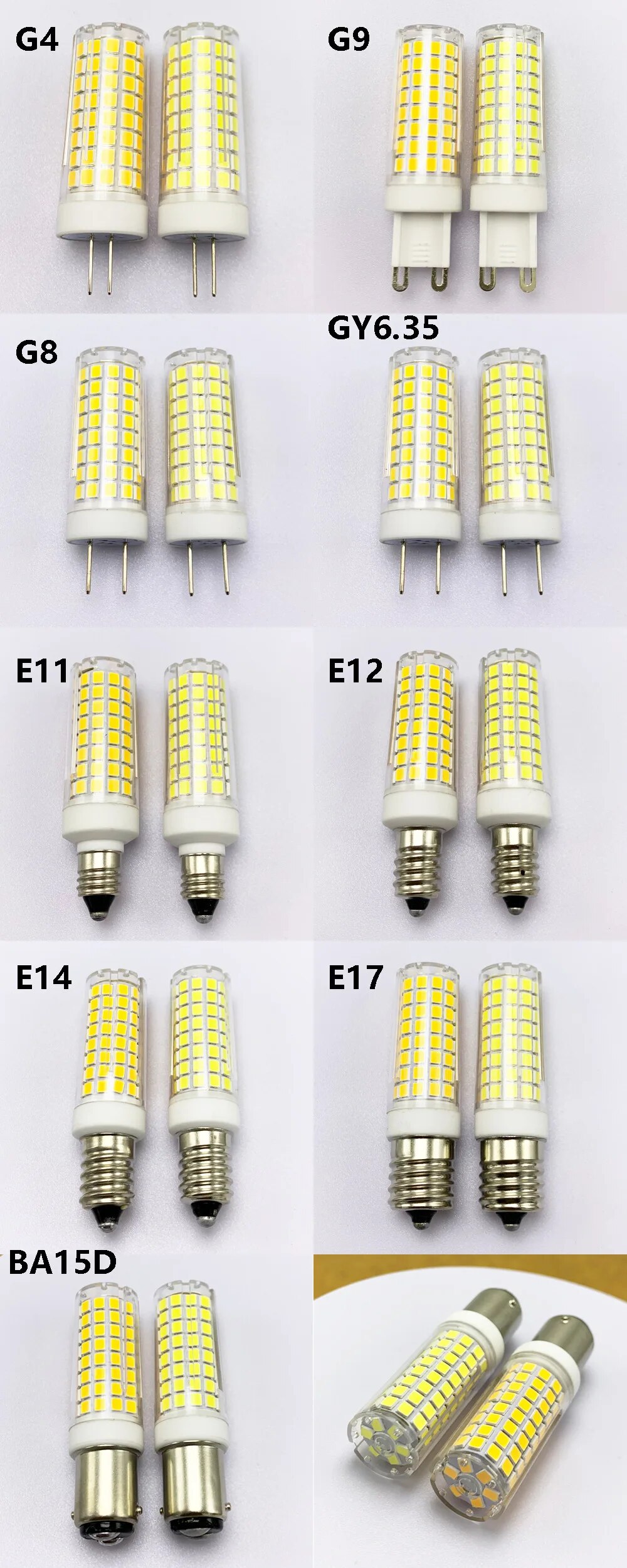 Giao hàng nhanh⚡Bóng Đèn Led Mini Dimmable G4 G9 E11 E12 E14 E17 Ba15d GY6.35 10W 102 Đèn LED bóng đèn Ngô thay thế 80W đèn Halogen 220V 110V cho nhà