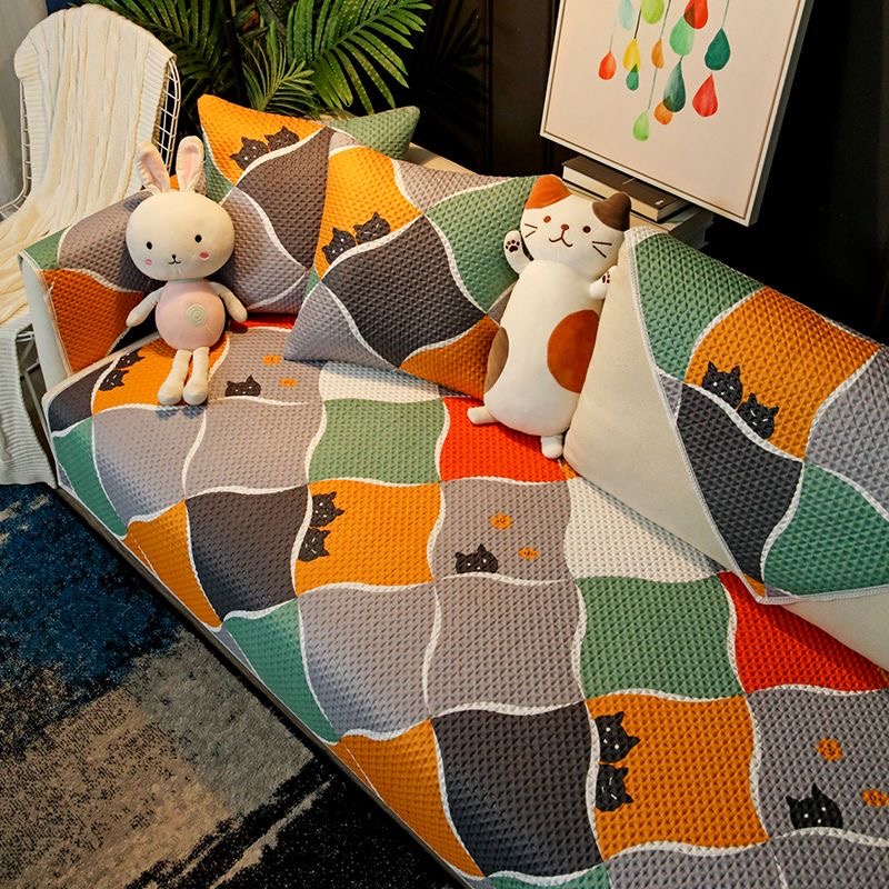 Cute cartoon sofa cover 1/2/3/4 seater&L shape anti-slip sofa protector cover sofa cushion cover sofa mat sofa seat cover sofa towel universal sofa set