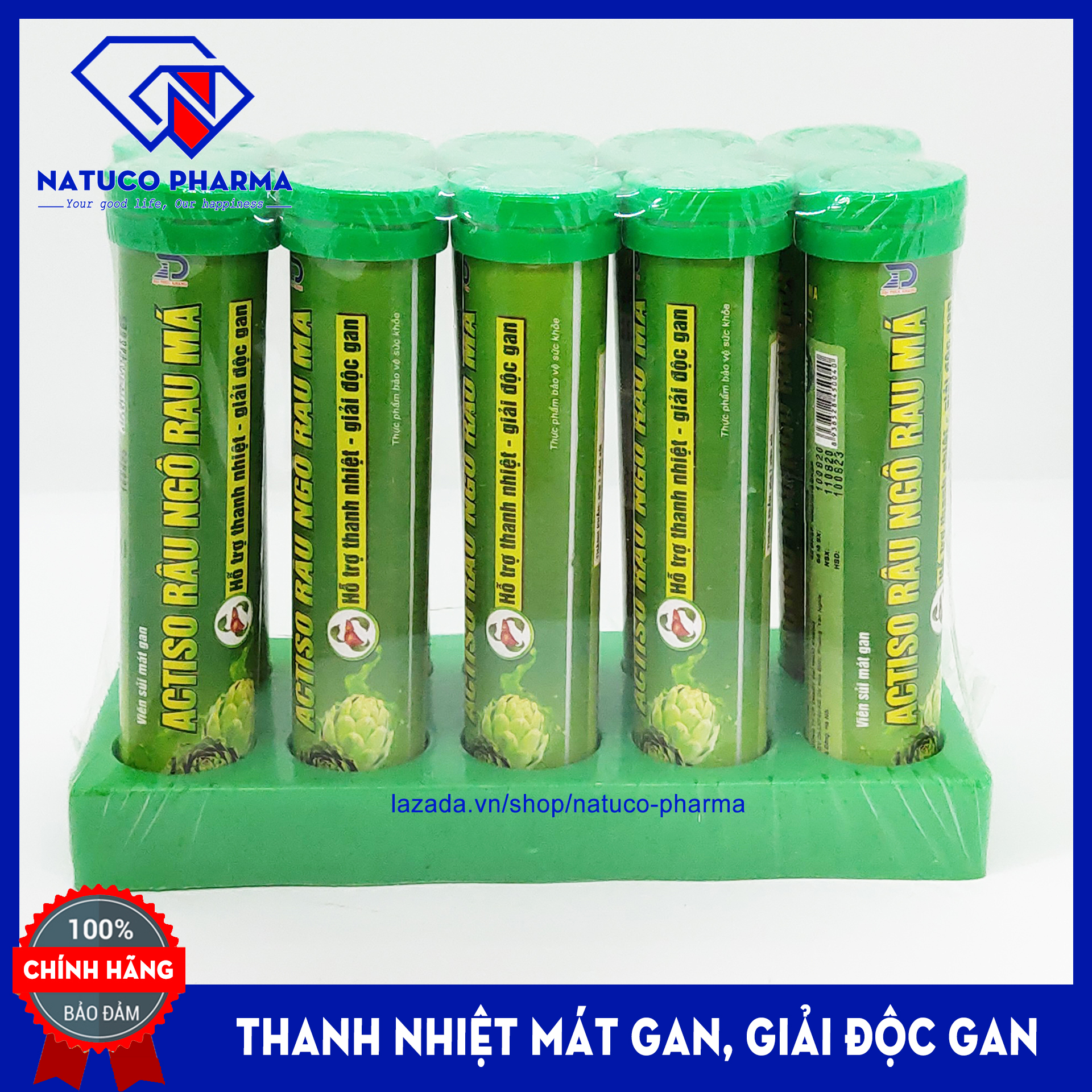 Combo 5 tuýp Viên sủi mát gan New - ACTISO Râu Ngô Rau Má - Tuýp 20 viên - Thanh nhiệt mát gan, giải độc gan hiệu quả