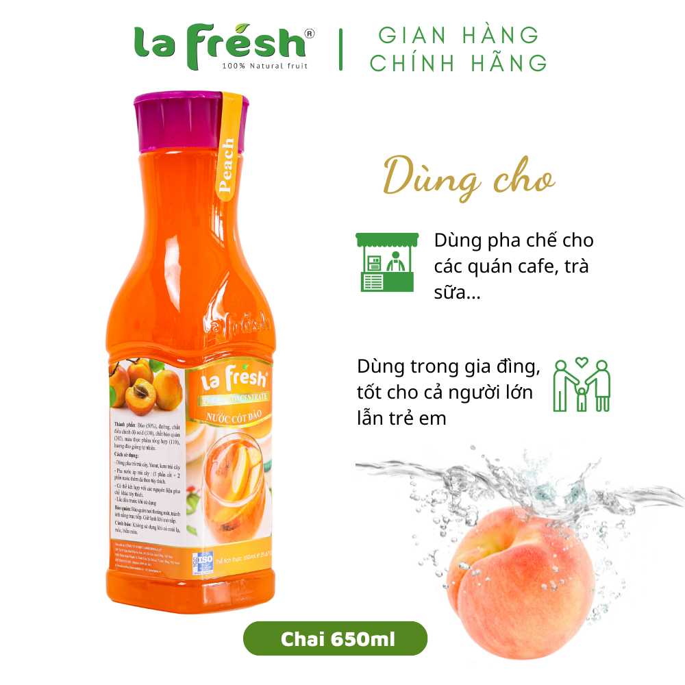 [HCM]Nước Cốt Đào Lafresh Đà Lạt Chai 650ml