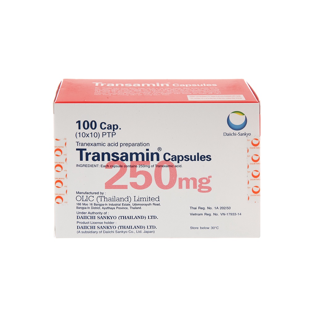 Viên uống trắng da, mờ thâm nám Transamin 250mg 100 viên Thái Lan