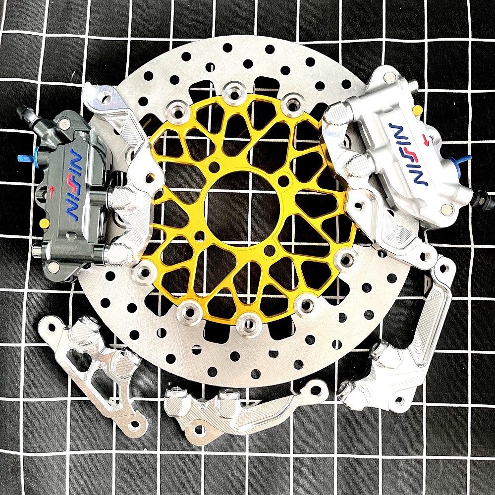 _heo nissin trụ 6-8, đĩa swit màu vàng kèm pát cnc lắp sirius,wave,ex,winer,raider,..