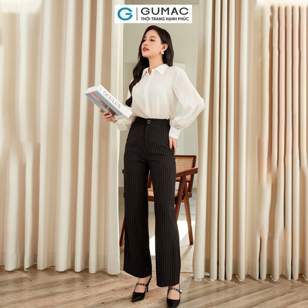 Áo sơ mi nữ bâu nhọn thời trang GUMAC AE01080