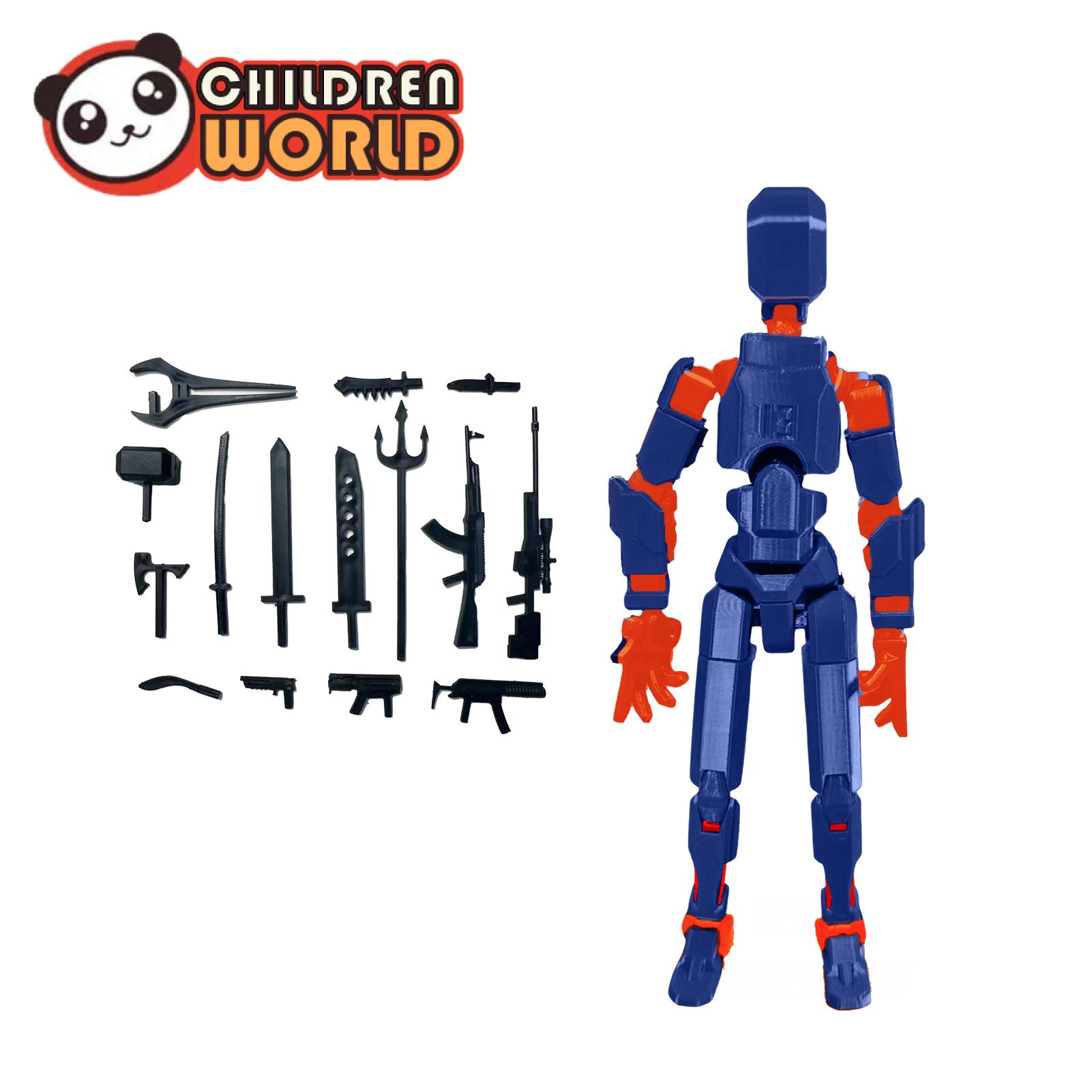 Childrenworld Multi-jointed Action Figure 15 Weapons Robot Action Figure Multi-jointed Movable 3d Printed Model Articulated Dummy Figurine for Kids Adults Gift Idea