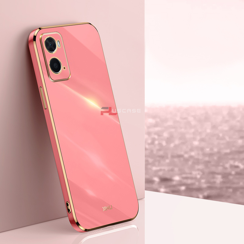 PlusCase for OPPO A76 A96 6D Plating Soft Case Lens Protector Square Frame Silicone Glossy Shockproof Phone Back Cover