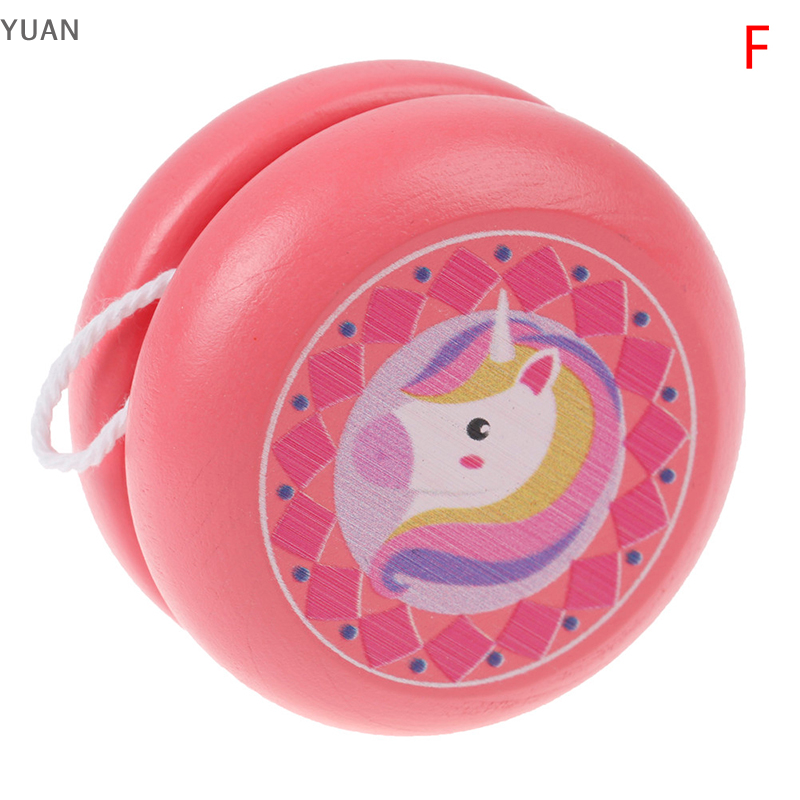 YUAN Đồ chơi Yoyo bằng gỗ Đồ chơi yoyo trẻ em in hình động vật Đồ chơi yoyo trẻ em bằng gỗ cho trẻ em