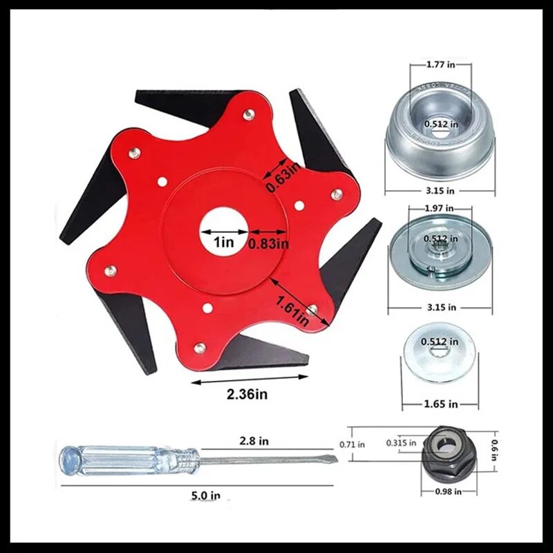 [WSMKx] Garden Weeding Tools Toothed Style Lawn Mower Blade Six Leaf