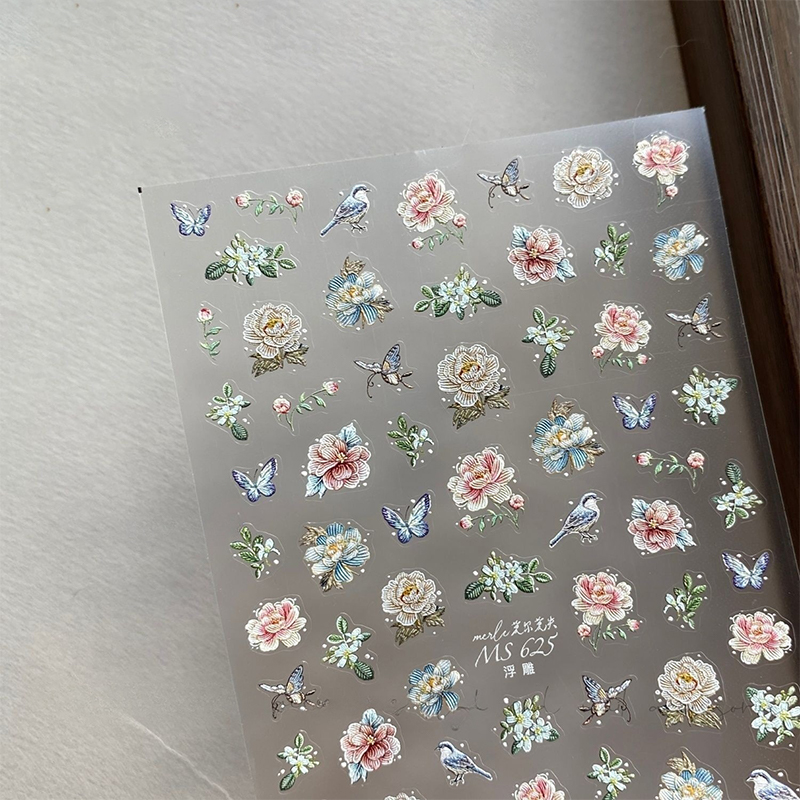 Vintage%20Embroidery%20Peony%20Retro%20Chinese%20Flower%20King%20Chic%20Soft%20Relief%20Embossed%20Self%20Adhesive%20Nail%20Art%20Sticker%20Manicure%20-%20Image%204