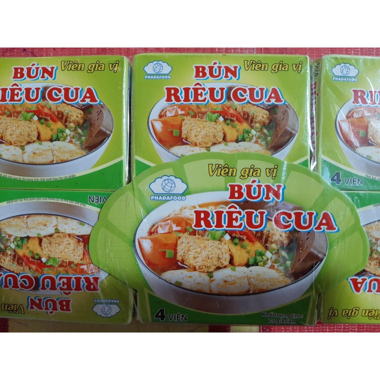 1 vỉ 12 hộp × 4 viên gia vị phở bò - gà hiệu phadafood