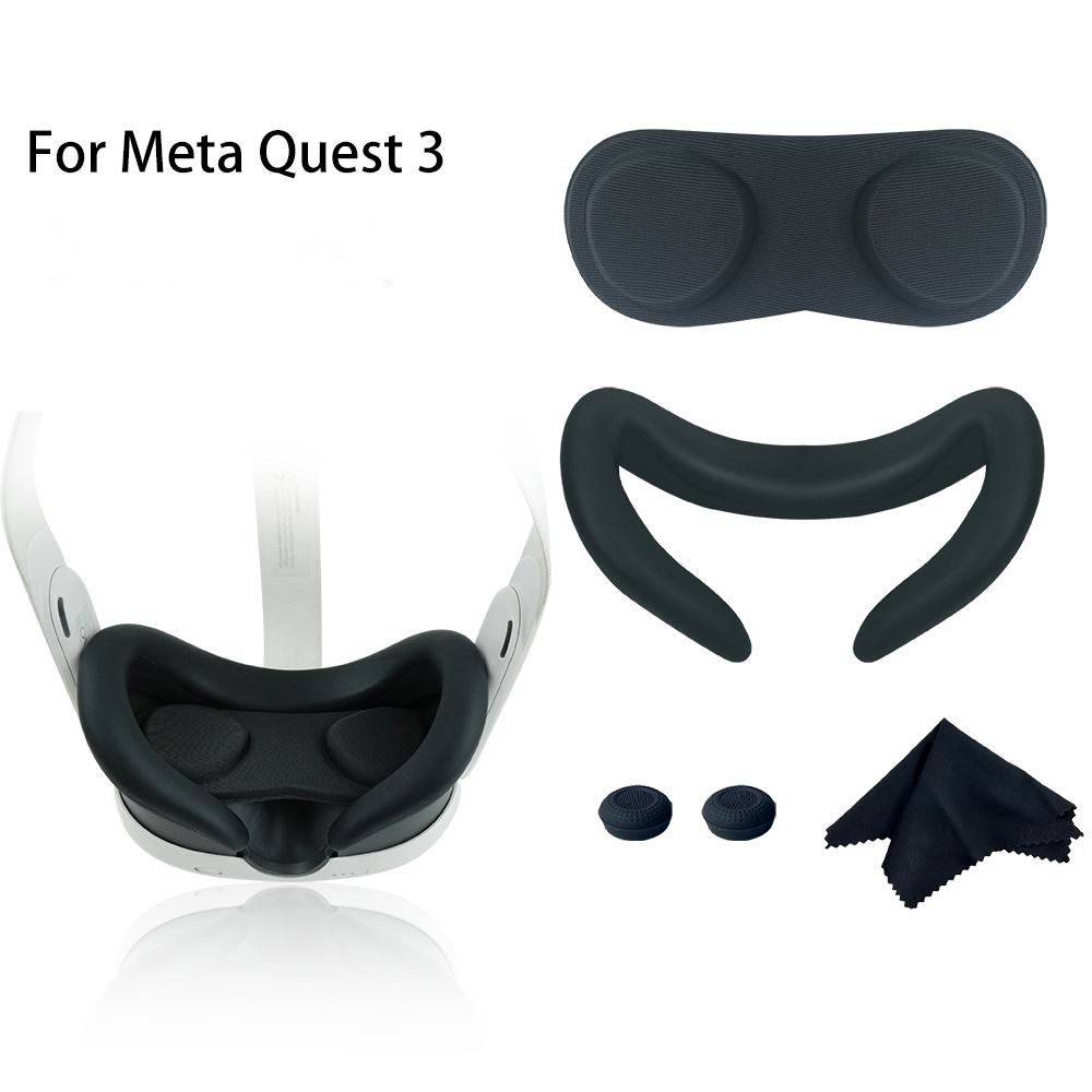 Cho Meta Quest 3 tai nghe VR đầu Miếng lót mắt tay cầm nắm Mũ chụp nút Nắp đậy ống kính vải lau kính VR phụ kiện