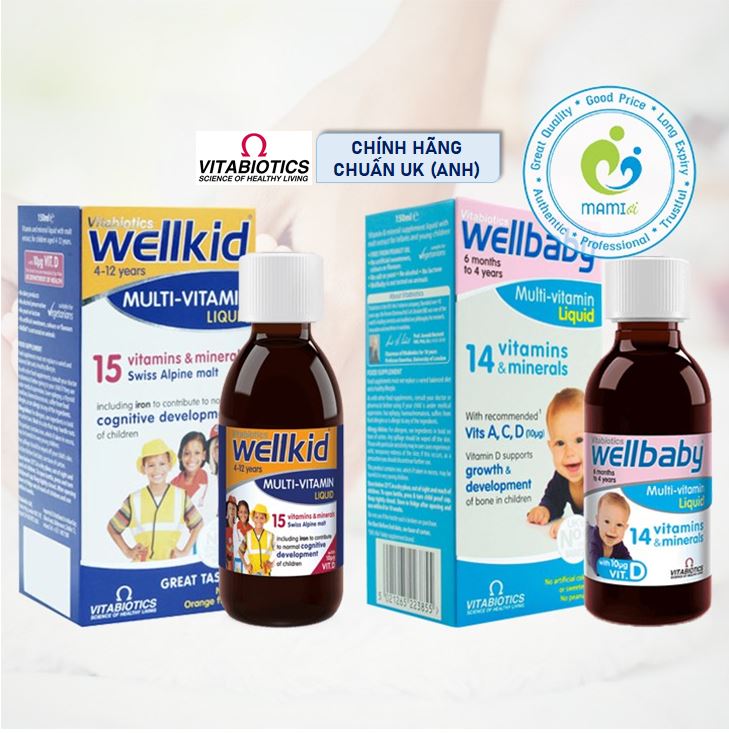 Vitamin tổng hợp (150ml) tăng đề kháng cho trẻ 6 tháng tuổi đến 4 tuổi Wellbaby Multivitamin Liquid UK, cam kết hàng đúng mô tả, chất lượng đảm bảo thumbnail