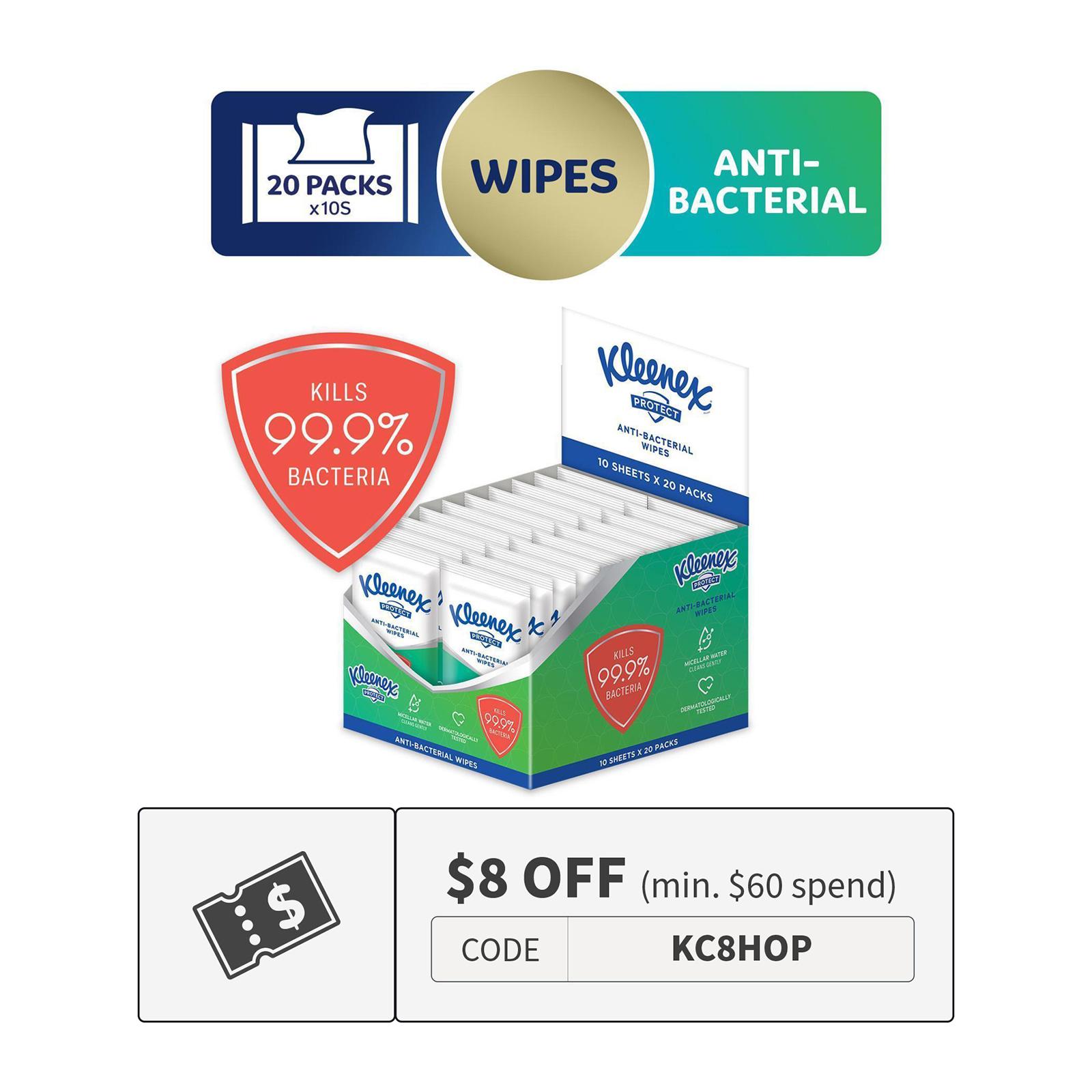 Kleenex Protect AntiBacterial Wipes 10sx20 Lazada Singapore