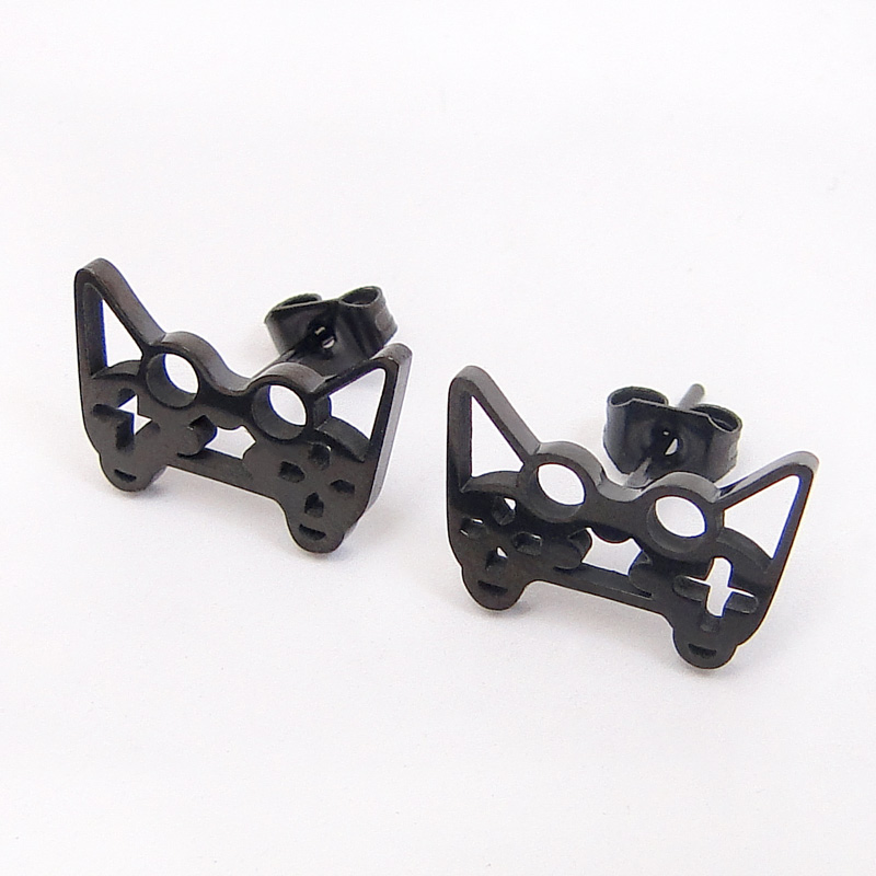Gamer Joypad Joystick Earrings For Gamers - Stainless Steel Pushback Studs In Silver, Gold, Or Black