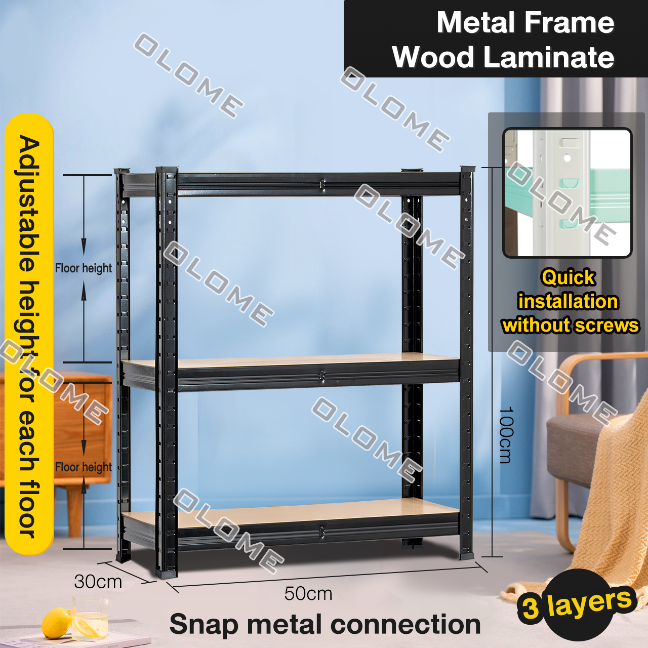 【Larger size 180*120】【Load 450 KG】Boltless Steel Rack Shelves 5/4/3 ...