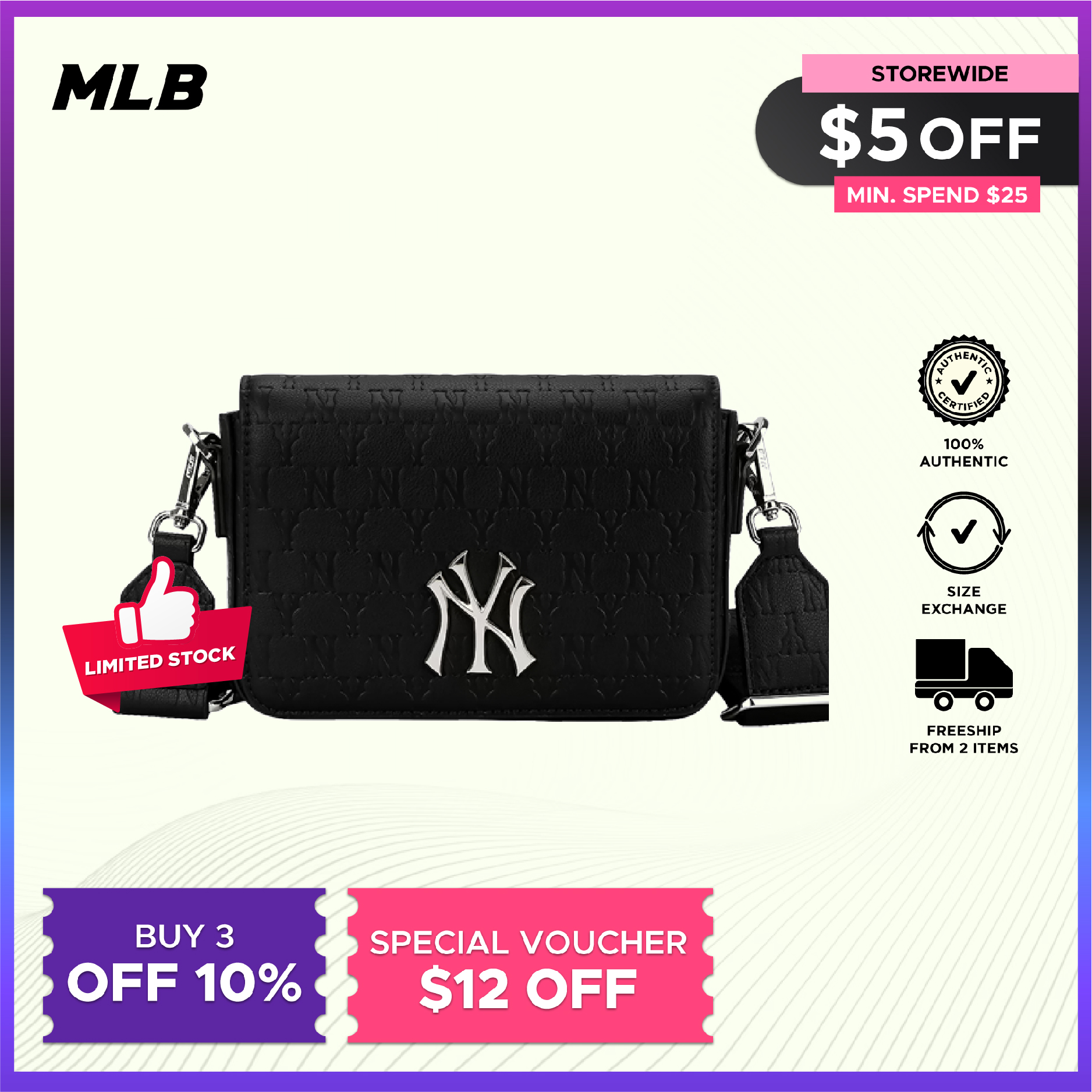 Túi MLB Monogram Hoodie Bag NY Yankees C101 Màu Đen - V Dreamer Store