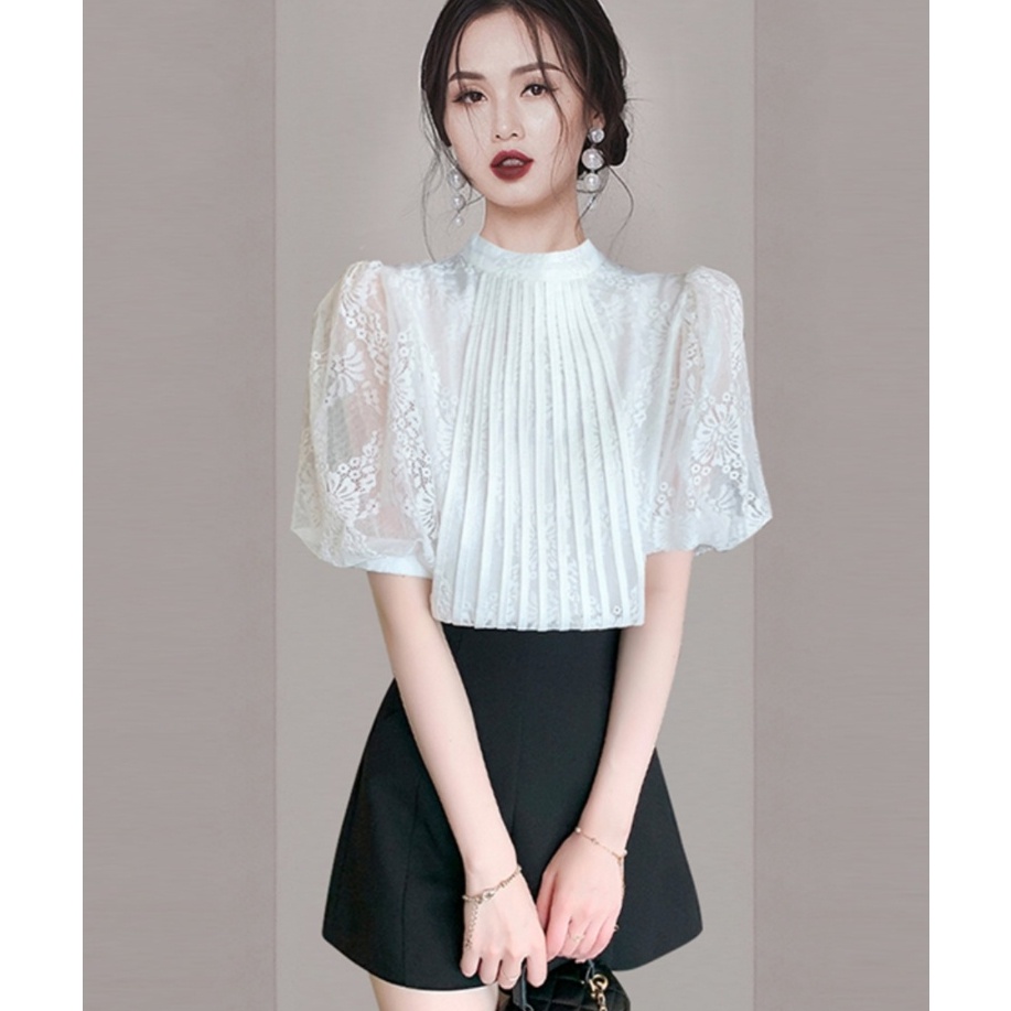 🔥[C254] Áo sơ mi nữ TAY BỒNG REN HOA hàng Quảng Châu xinh xắn cực HOT - kholenqc