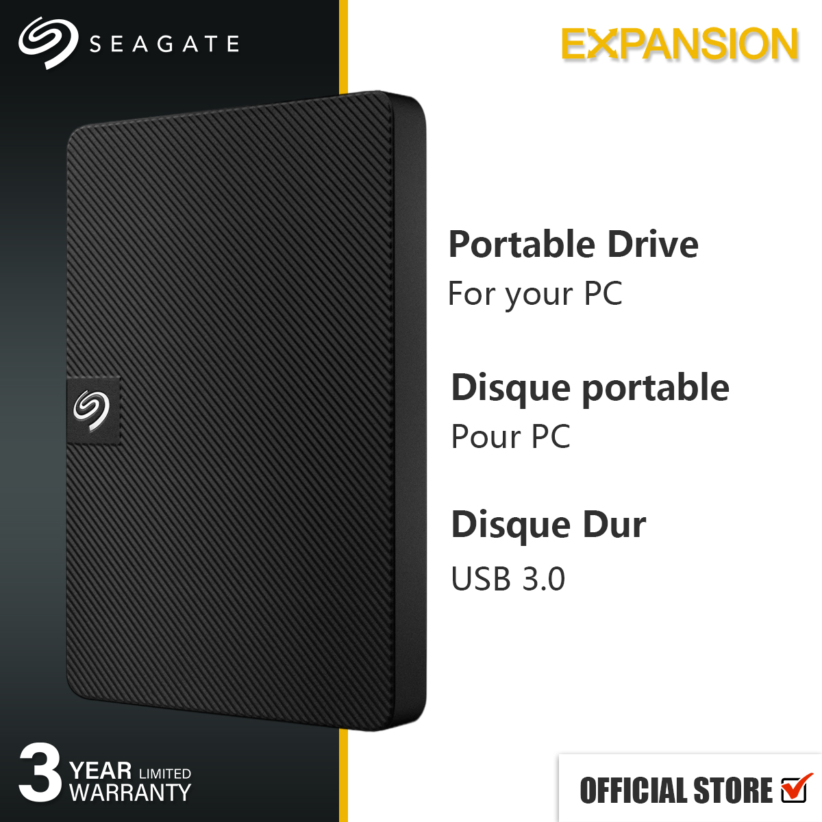 Disque dur externe portable Seagate 4 To Expansion - USB 3.0
