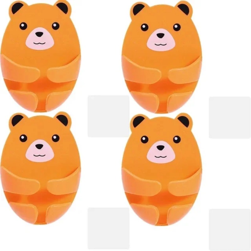 1/4Pcs Bear Plug Storage Hook Wall Organize Bracket Socket Holder Creative Mobile Phone Bracket Self-adhesive Storage Hanger