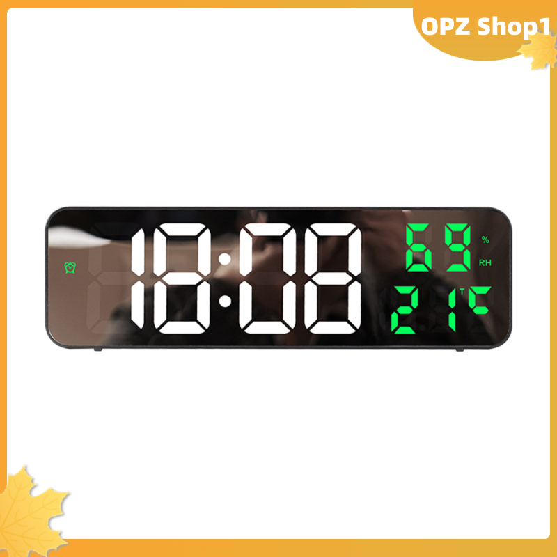 【Opz✨✨】 Đồng hồ treo tường kỹ thuật số LED màn hình lớn đồng hồ báo thức điện tử hiển thị nhiệt độ độ ẩm thời gian treo tường