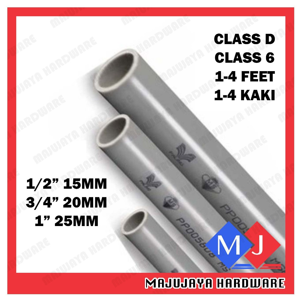 PVC Pipe CLASS D CLASS 6 Standard Paip Air PVC Paip PVC Tebal Nipis