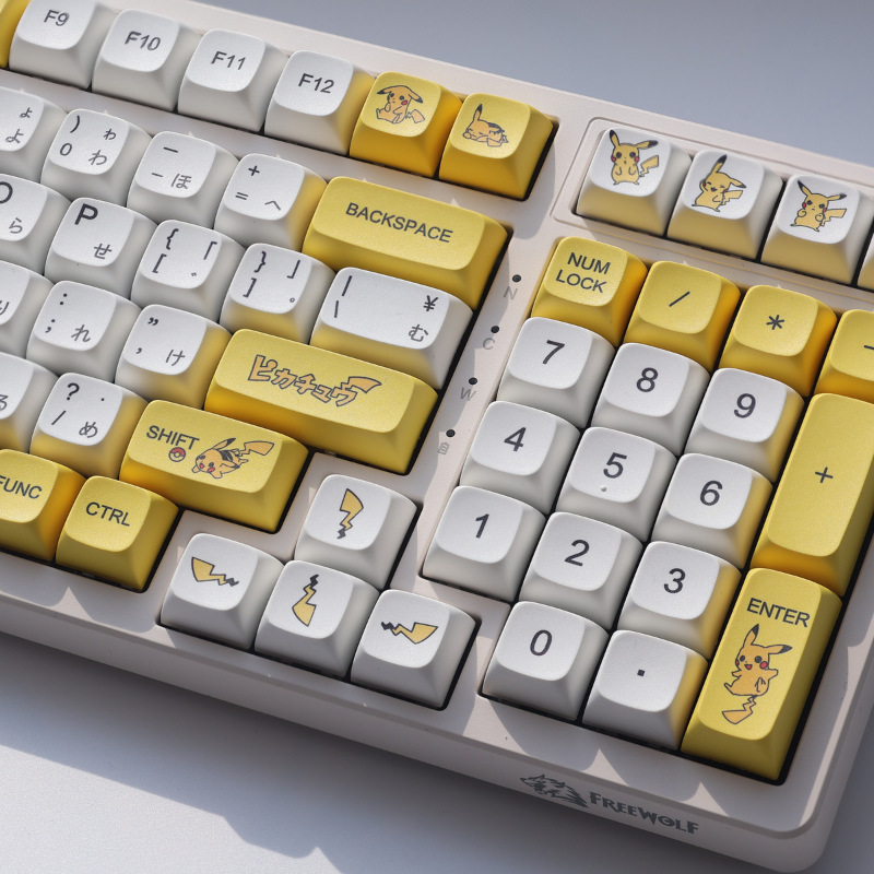 KAIMEIDI Pikachu keycap MOA height PBT keycap five-sided sublimation cute customized personalized keycap set