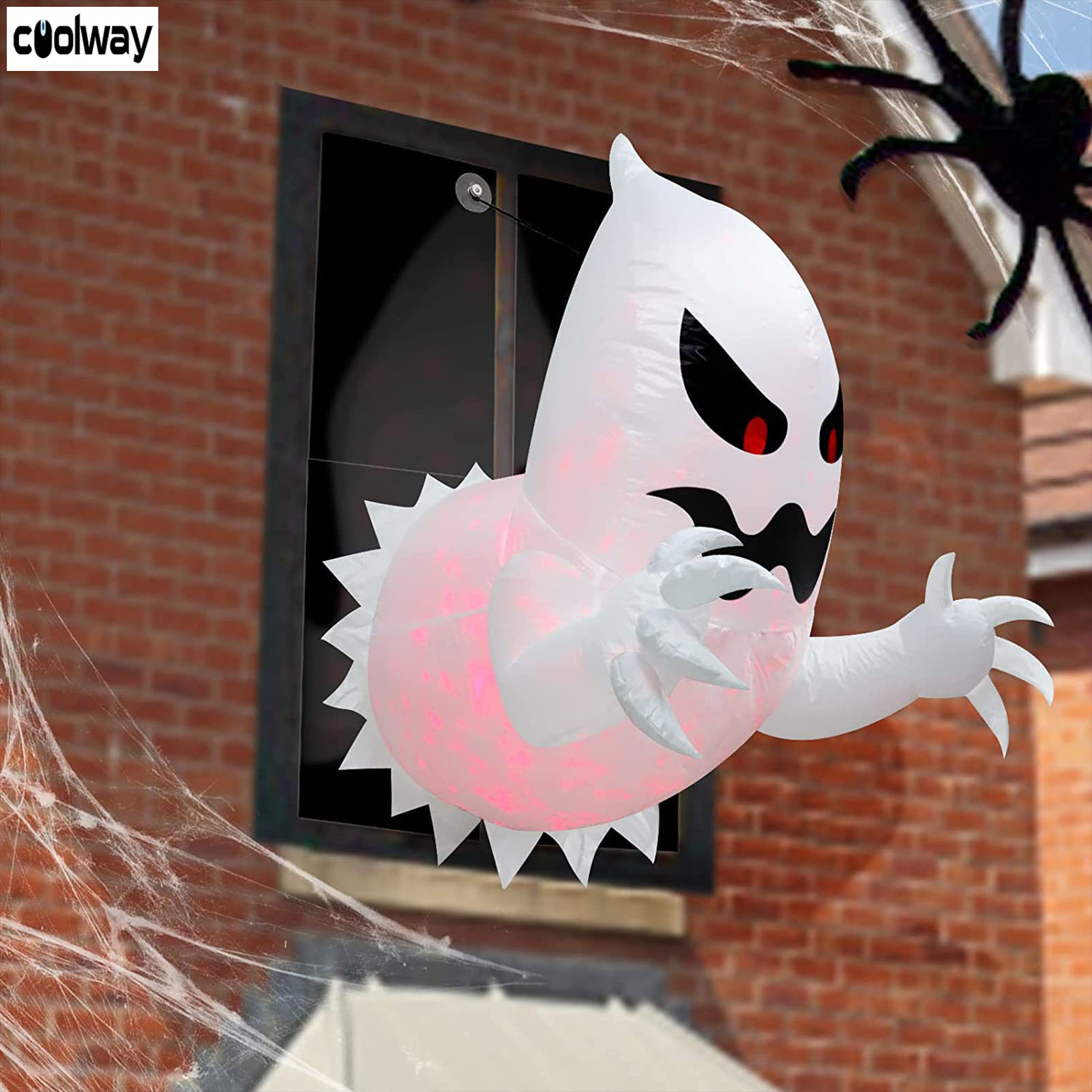 Coolway Inflatable Ghost Broke Out from Window Hanging Ghost Blow Up Yard Decoration for Halloween Party Indoor Outdoor