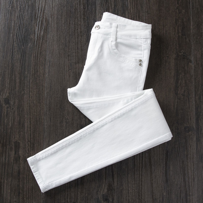 Quần jeans nữ trắng quần dài nữ ôm co giãn lưng cao quần jeans nữ đẹp