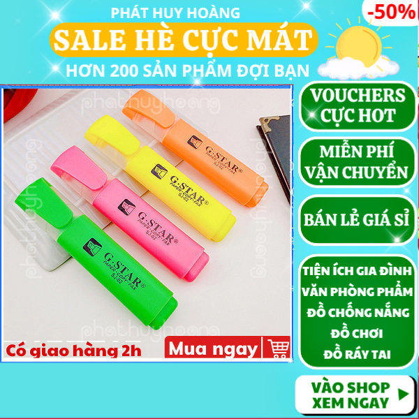 Bút highlight dạ quang Gstar 4 màu cực đẹp (  Chọn màu ) ,bút bôi sáng , bút dạ , bút highlight, đồ dùng học tập, Phát Huy Hoàng