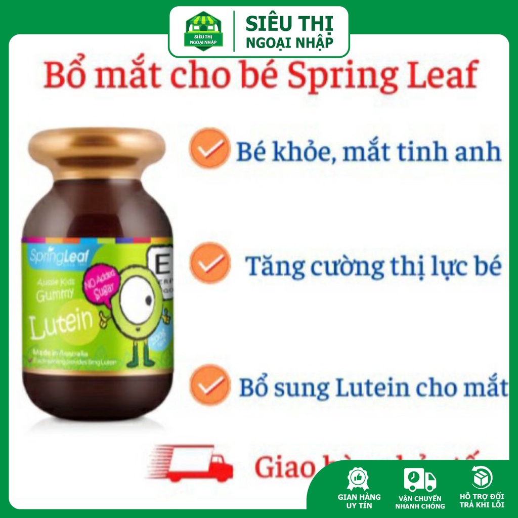 Kẹo dẻo hỗ trợ bổ mắt thị lực Spring Leaf Gummies Lutein cho bé Springleaf