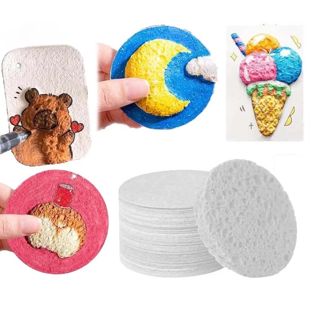 10Pcs Student Puffy Texture Foam Texture Painting Paper Round Shape ...