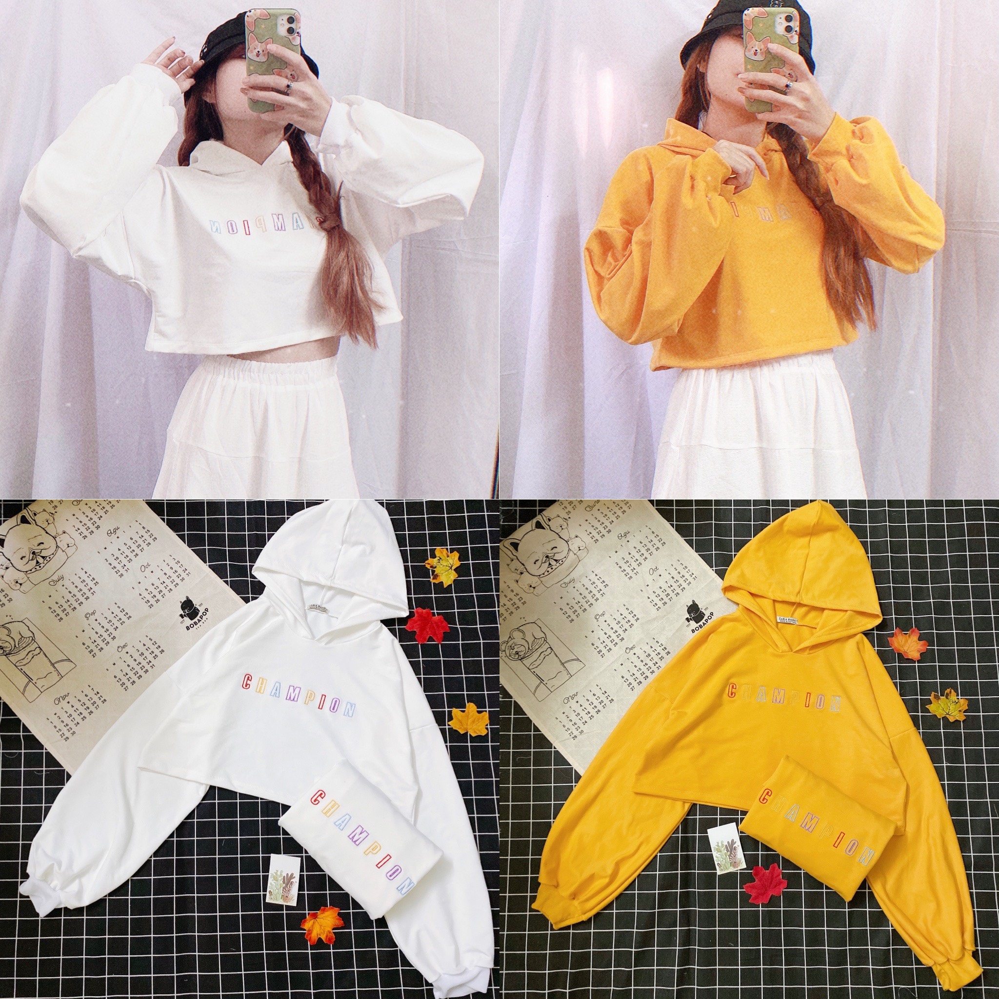 Áo croptop tay dài có nón (100% ảnh thật)
