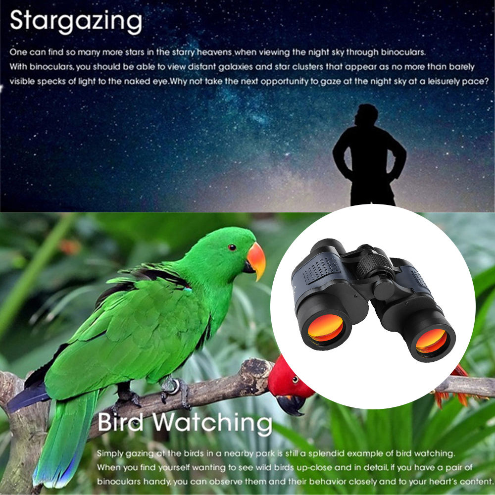 Jumelles Haute Puissance Pour Observation Des Oiseaux Et Astronomie - Prisme BAK4, Vision Nocturne, Portative | Pour Randonnée, Camping - 2