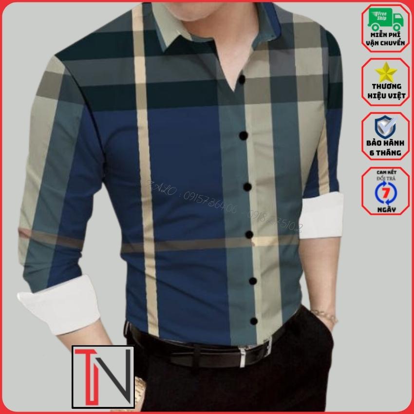 Áo Sơ Mi Nam Tay Dài Họa Tiết Sọc Caro Kiểu Hàn Quốc Đẹp -MSA13- Chất Liệu Lụa Twill Mềm Mại , Mịn Màng , Chống Nhăn , Siêu Mát , thấm hút mồ hôi nhanh🔸 TANNGUYEN 🔸