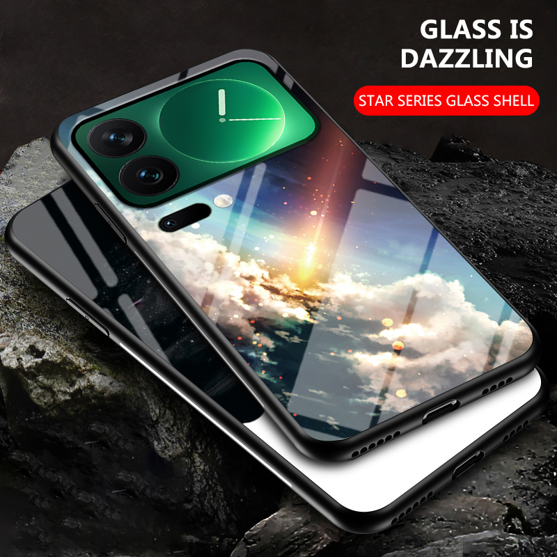 For Xiaomi 17 17 Pro Max Phone Case Tempered Glass Protector Rainbow Gradient Fantasy Starry Glass Colorful Cover for Xiaomi 17 Cover Casing HP.