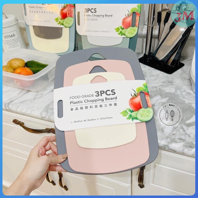 Bộ 3 Thớt Kháng Khuẩn Có 3 Kích Thước Cao Cấp