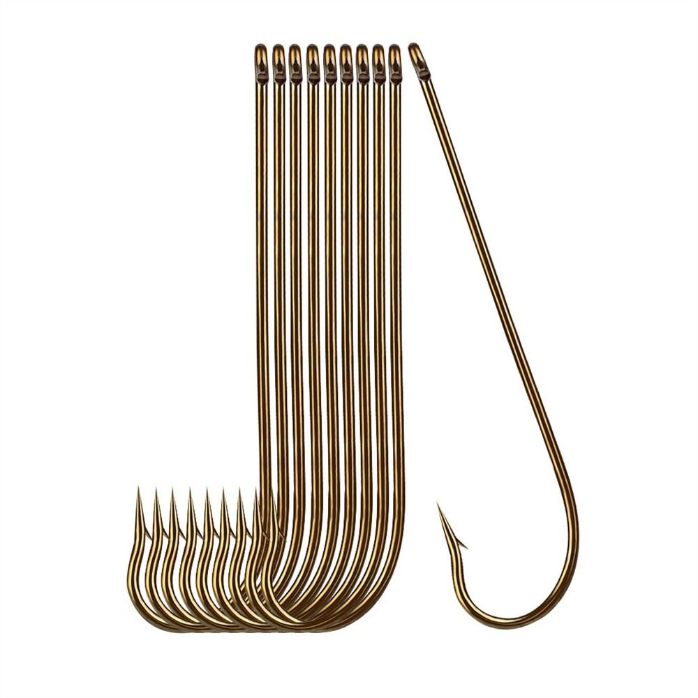 SHOP 1585 100pcs/Lot Fishing Tackle High Carbon Steel Saltwater High Strength Fish Jig Hooks Long Handle Hooks Long Shank Hooks Fishing Hook Barbed Fishing Hooks