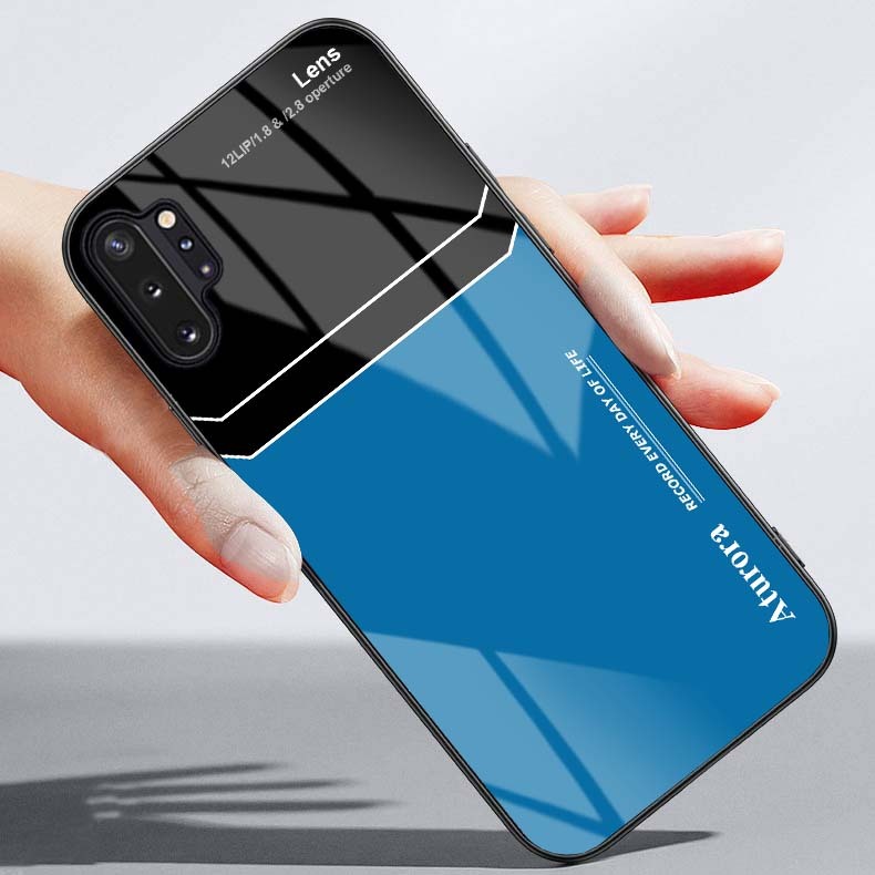 Ốp lưng samsung note 10, note 10 plus mặt lưng kính cường lực sáng bóng
