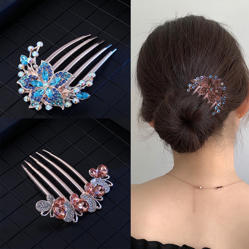 Lược Cài Tóc Năm Răng Đính Đá Sang Trọng Cho Nữ