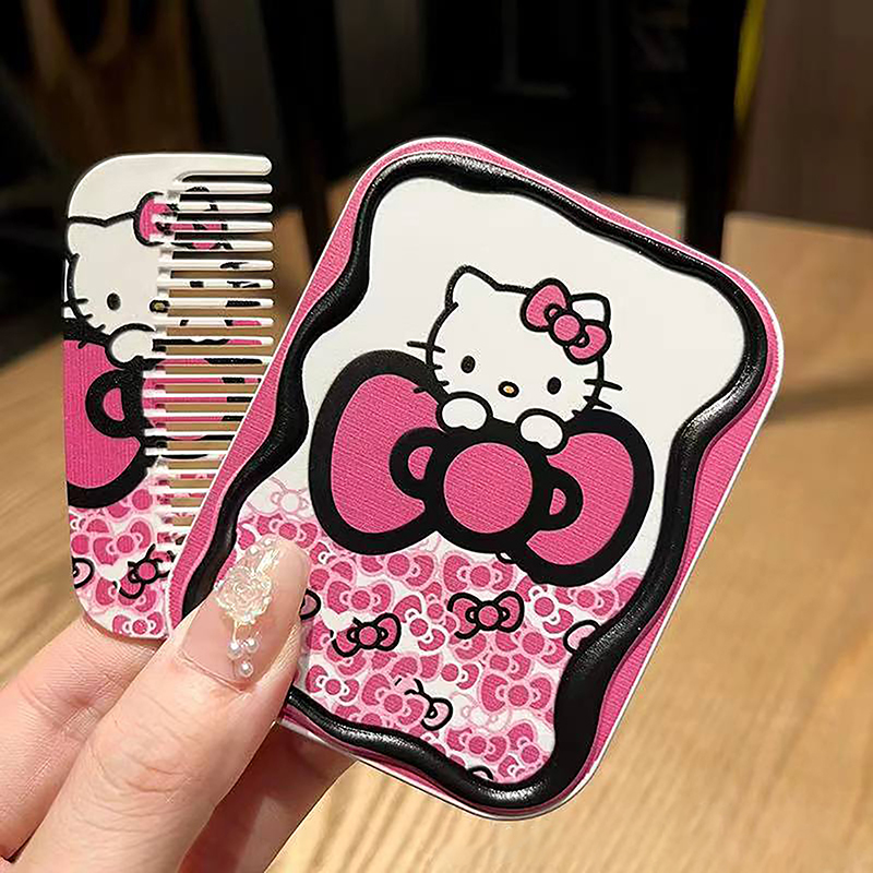Sanrio%20Cute%20Pink%20Hello%20Kitty%20Folding%20Clamshell%20Mirror%20Makeup%20Mirror%20With%20Comb%20BANGCHEN%20-%20Image%202