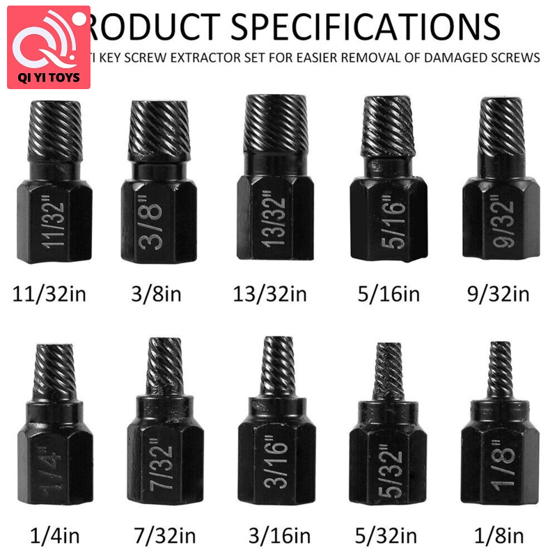 10 Pcs Screw Extractor Set, bolt extractor with Multi tooth, rust-proof High hardness bolt extractor kit for Damaged bolts, pipes and screws