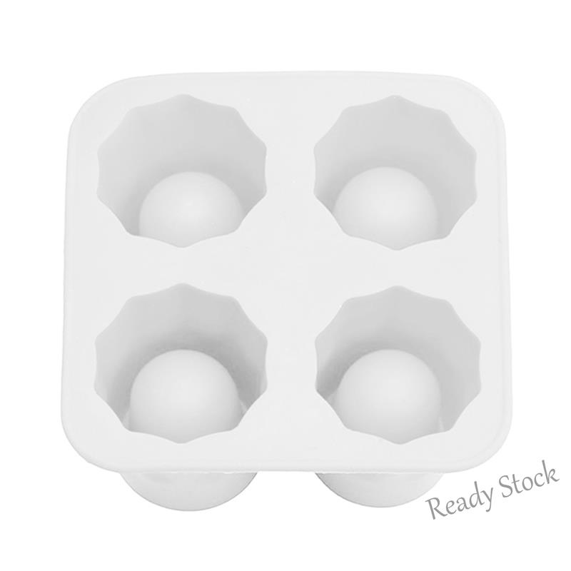 4 -Cup Ice Cube Shot Shape Silicone Shooters Glass Freeze Molds