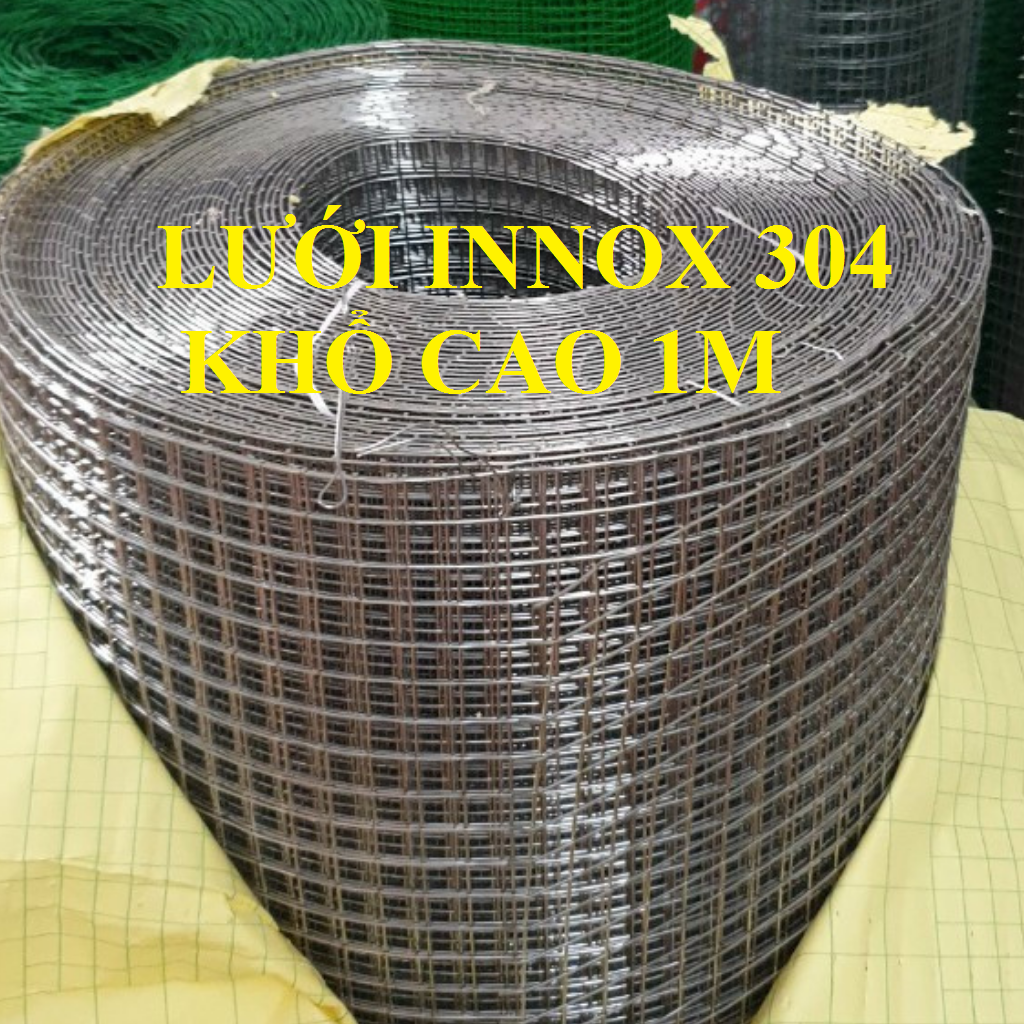 (Khổ cao 1m) Lưới inox 304 không gỉ sét ô vuông 0.5cm,1,2cm, 2cm