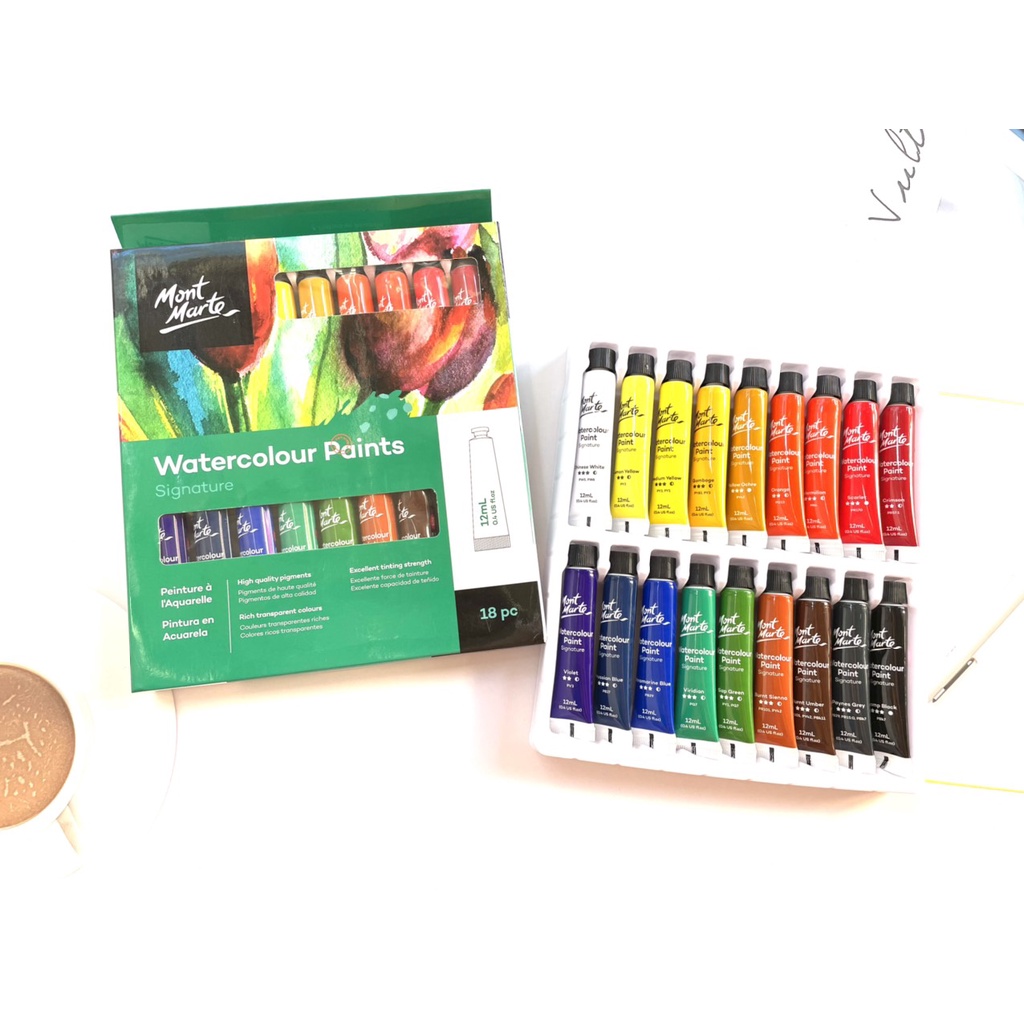 Bộ Màu Nước Màu Acrylic Màu Gouache Mont Marte Dạng Tuýp 12ml